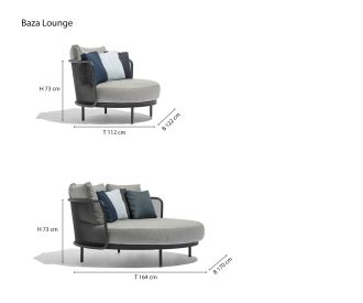 Todus Baza Round Design Lounge and Daybed Sketch Dimensions Sizes