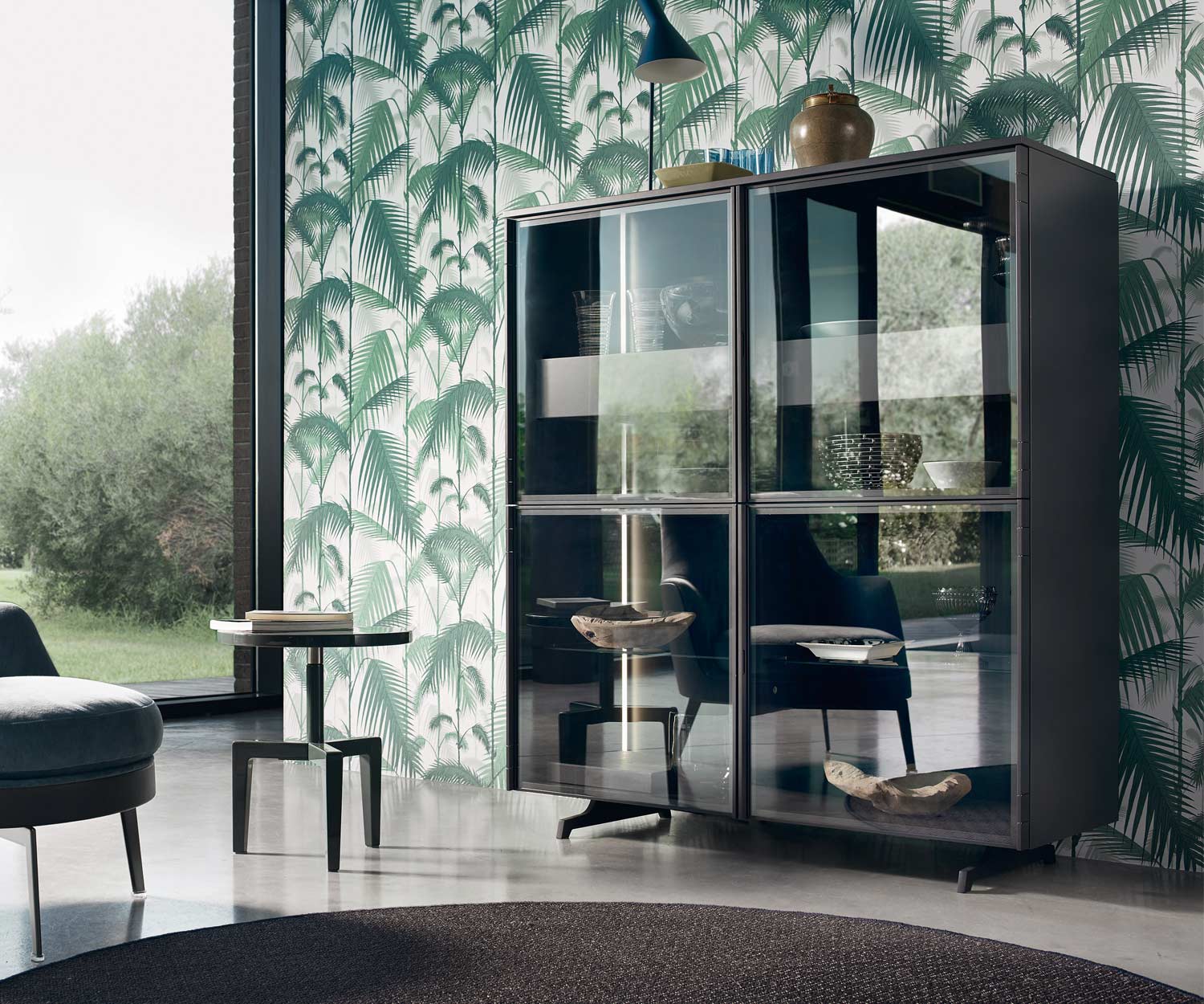 Modern Livitalia Scrigno design glass cabinet transparent glass