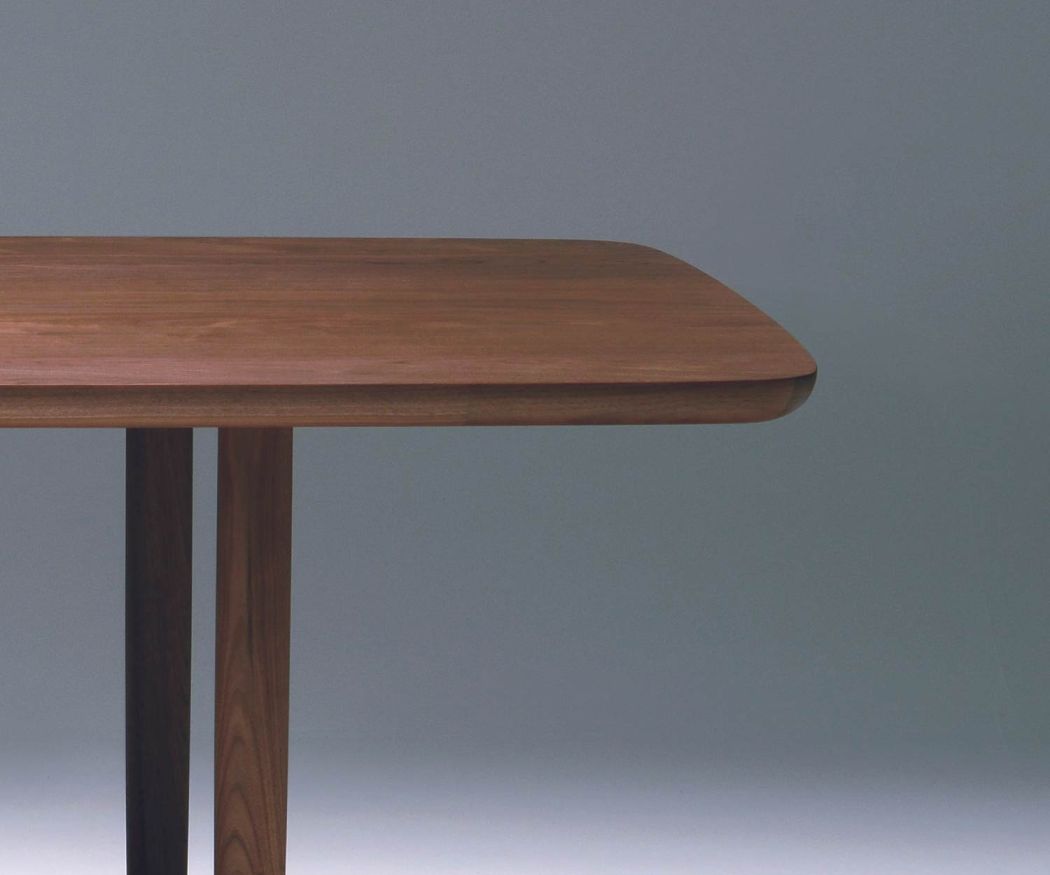 Conde House Kamuy Design table in detail the table top with walnut veneer
