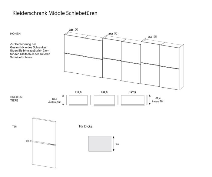 Sketch Dimensions Sizes Sizes Novamobili Middle wardrobe