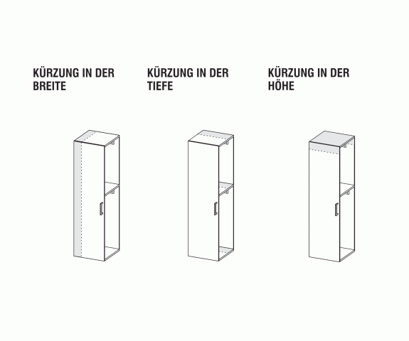 Wardrobe made to measure Shortening in depth width and height