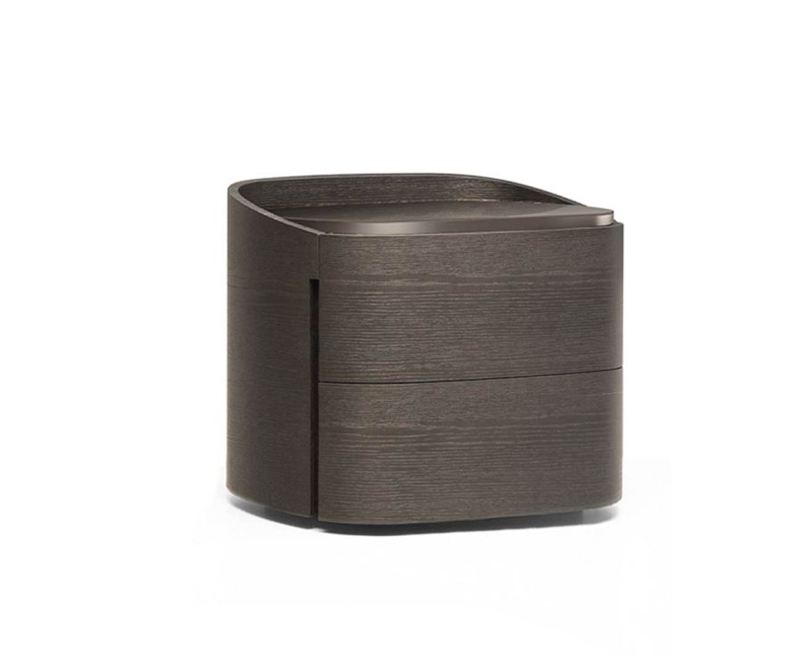 Livialia Round bedside cabinet in grey oak veneer