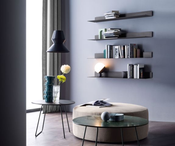 Design wall shelf made of black metal