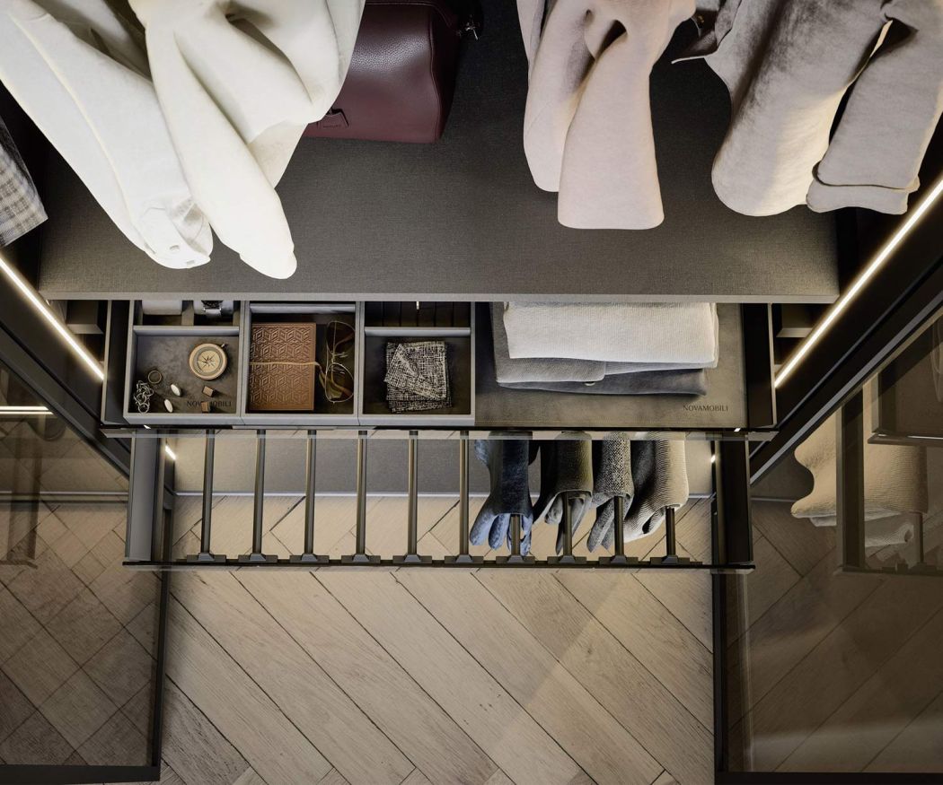 Luxury wardrobe pull-out accessory drawer trouser rack