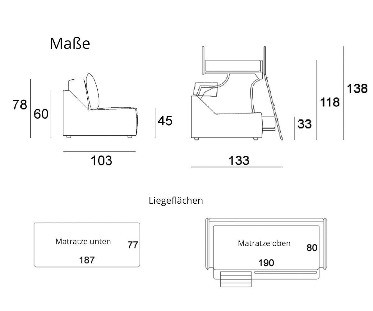 Pol74 Multibed Castello dimensions