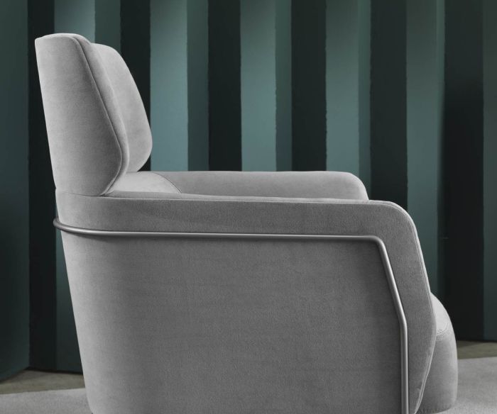In detail armrest armchair Nest from Marelli light grey cover