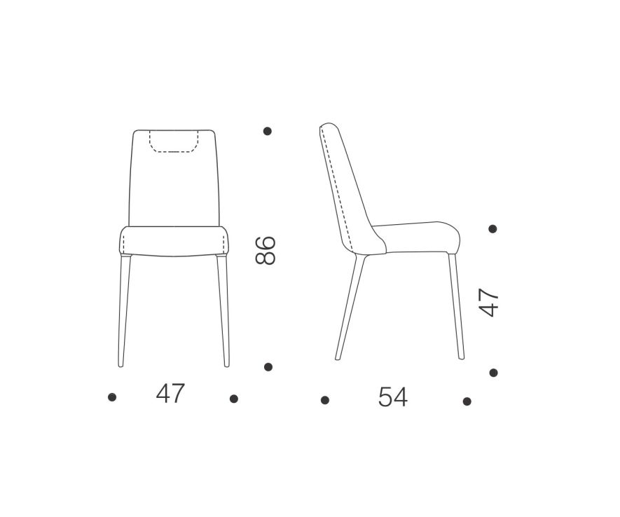 Ozzio Design upholstered chair Sofia Dimensions