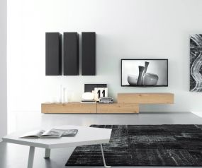 Exclusive Livitalia Design wall unit C14B in light oak veneer