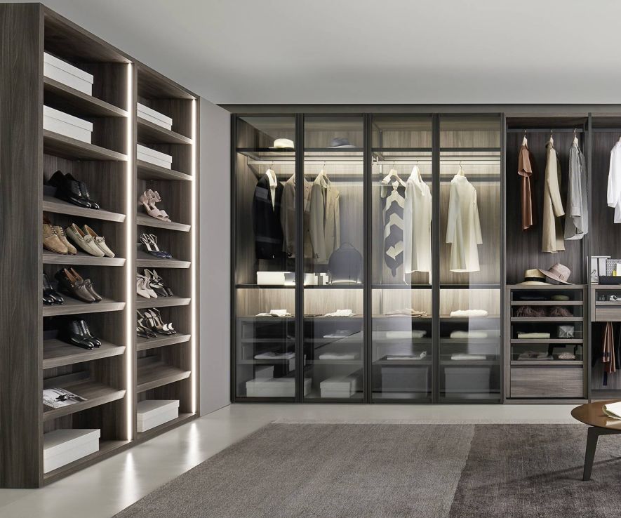 Modern Livitalia Bellavista Design dressing room with shoe cabinet