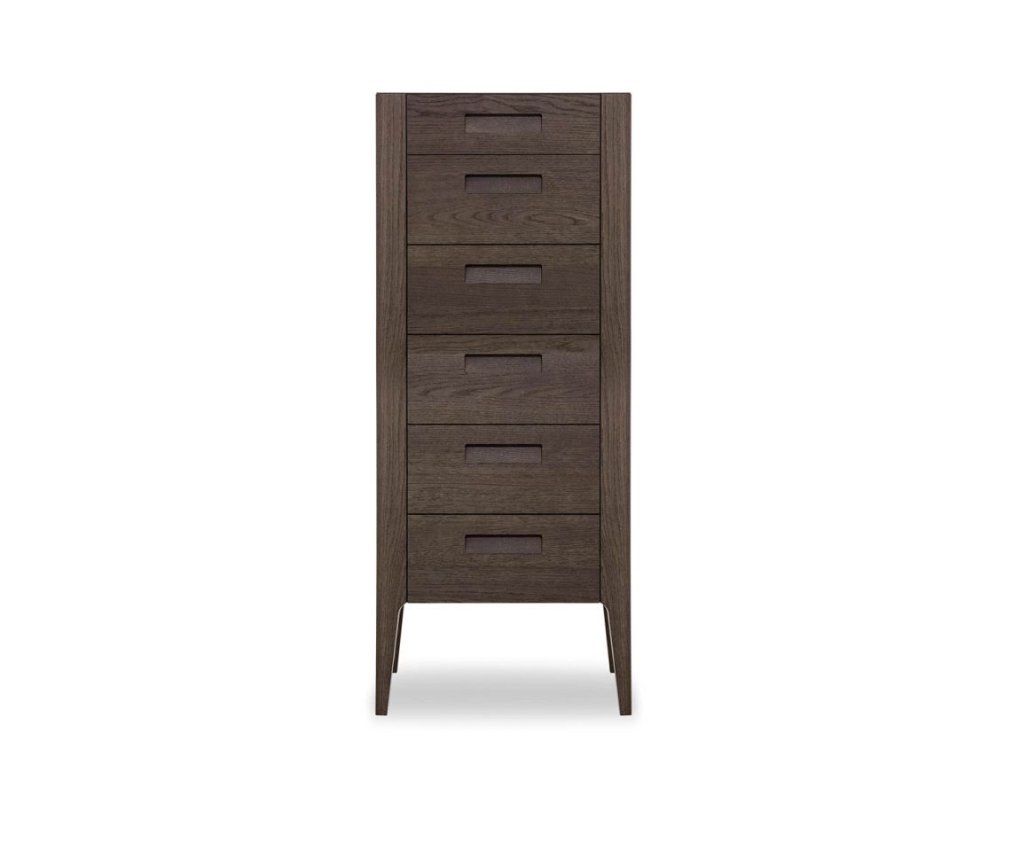 Novamobili Giotto tall chest of drawers 6 drawers dark oak earth colour