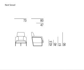 Sketch Sizes Sizes Dimensions Marelli Nest armchair