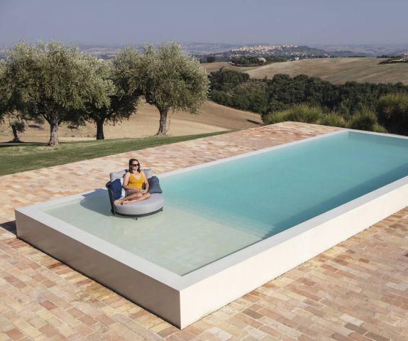 High-quality Baza Round Design Lounge from Todus in the pool on a waterproof frame