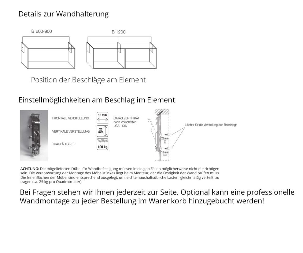 HängeDesign lowboard Skizze with wall bracket