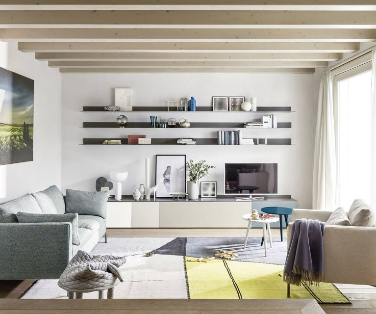 Metal living room wall shelf