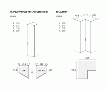Alfa YNCA design corner unit 109x109 cm from Novamobili