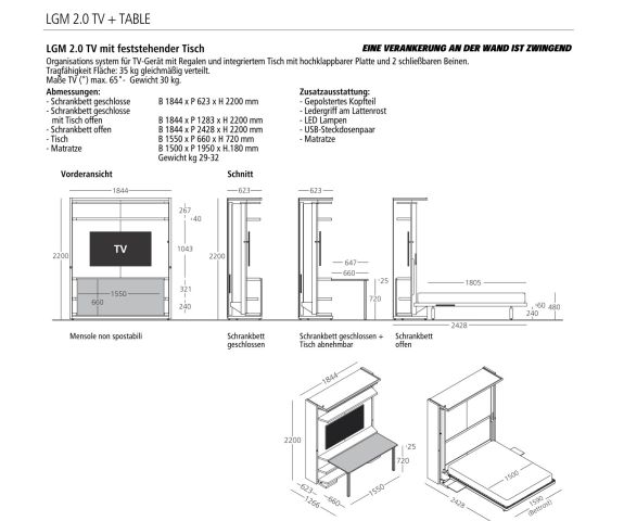 Clei LGM Book cupboard bed desk