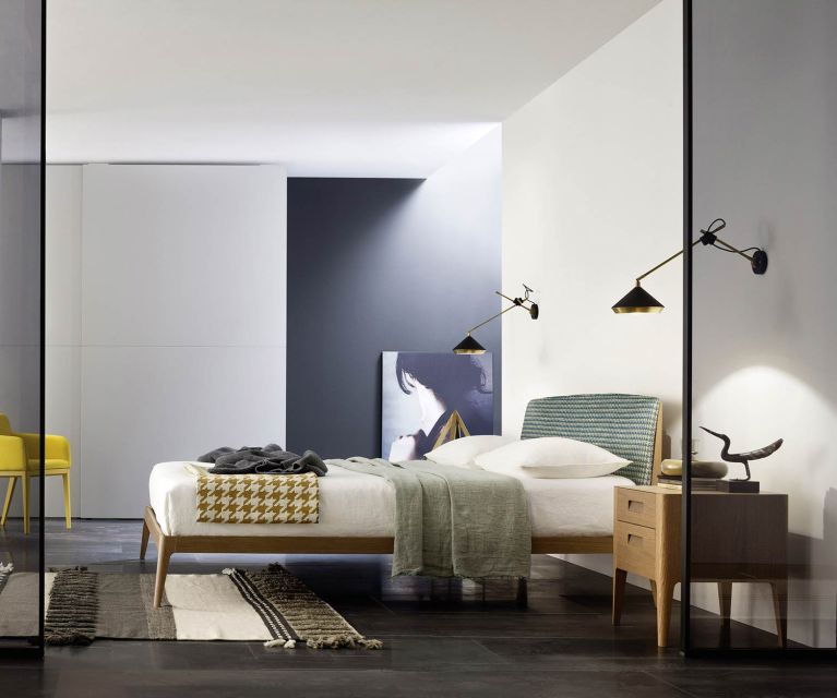 High-quality Novamobili Designer bedside cabinet Giotto with 2 drawers in Miele oak