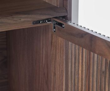 Design highboard Punt Malmö Detail view of the fittings with the slatted door open