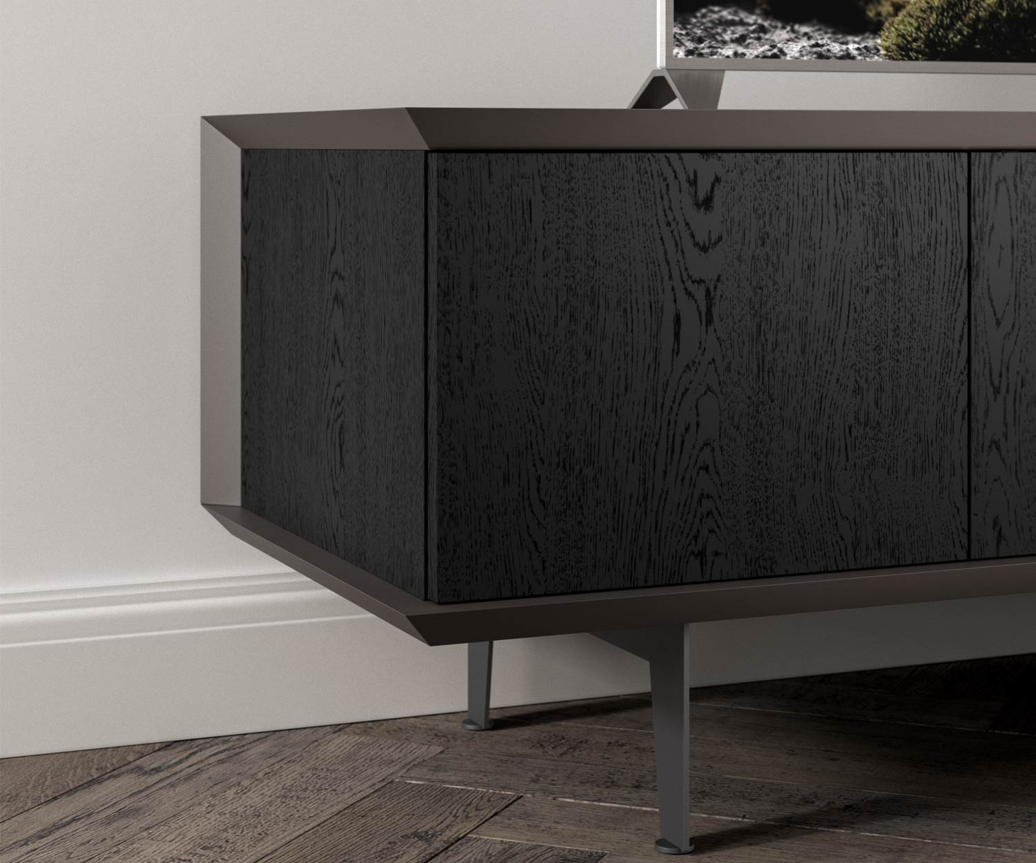 Brera TV lowboard X309 with feet and glass door for technology