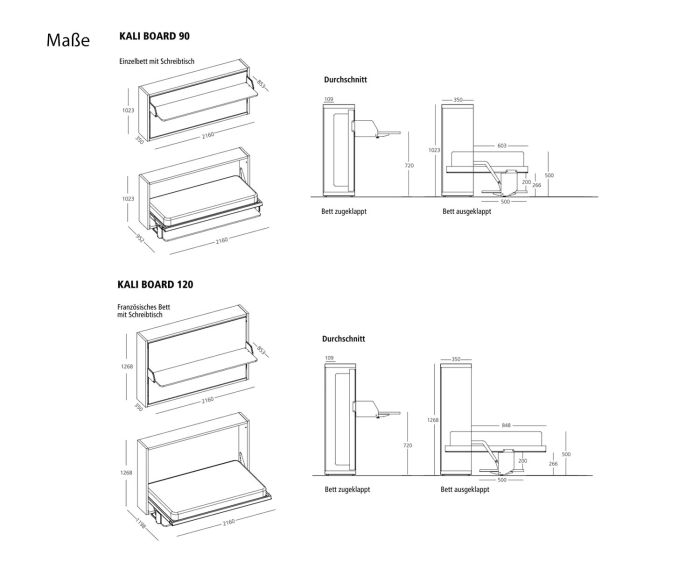 Clei Kali 90/120 Board Sketch Dimensions Sizes