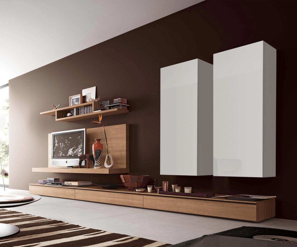 High-quality living room design wall unit white high gloss