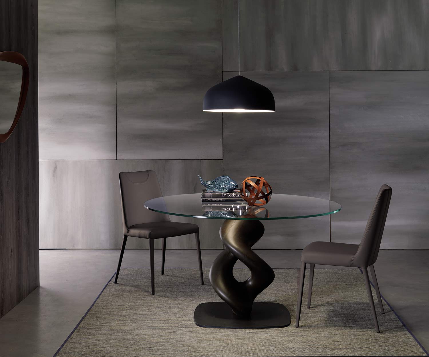 Ozzio Sofia upholstered dining chair dark grey