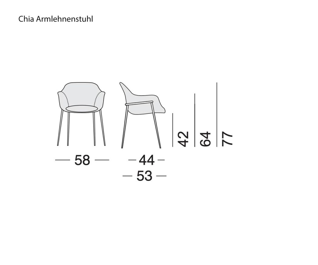 Sketch Dimensions Sizes Sizes Design armchair Chia