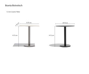 Todus Branta bistro table sketch Sizes Dimensions Size information