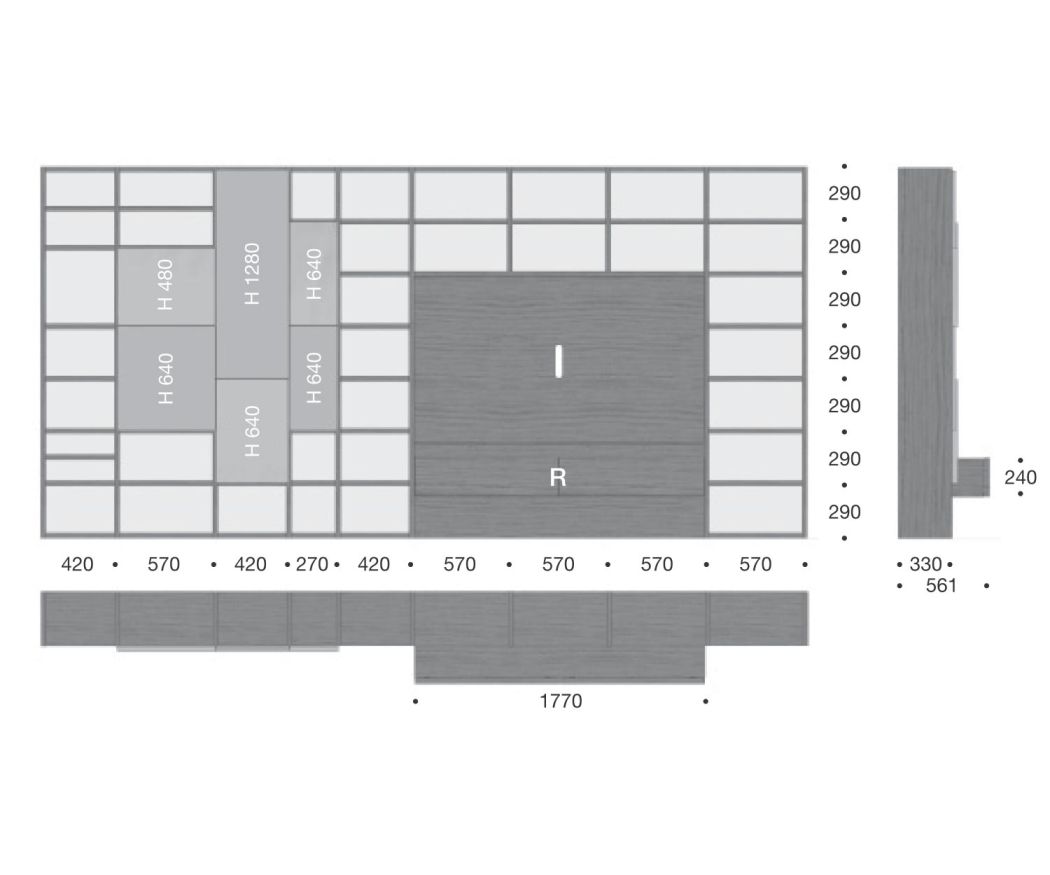 Design bookcase C54 Dimensions Sketch Sizes Sizes