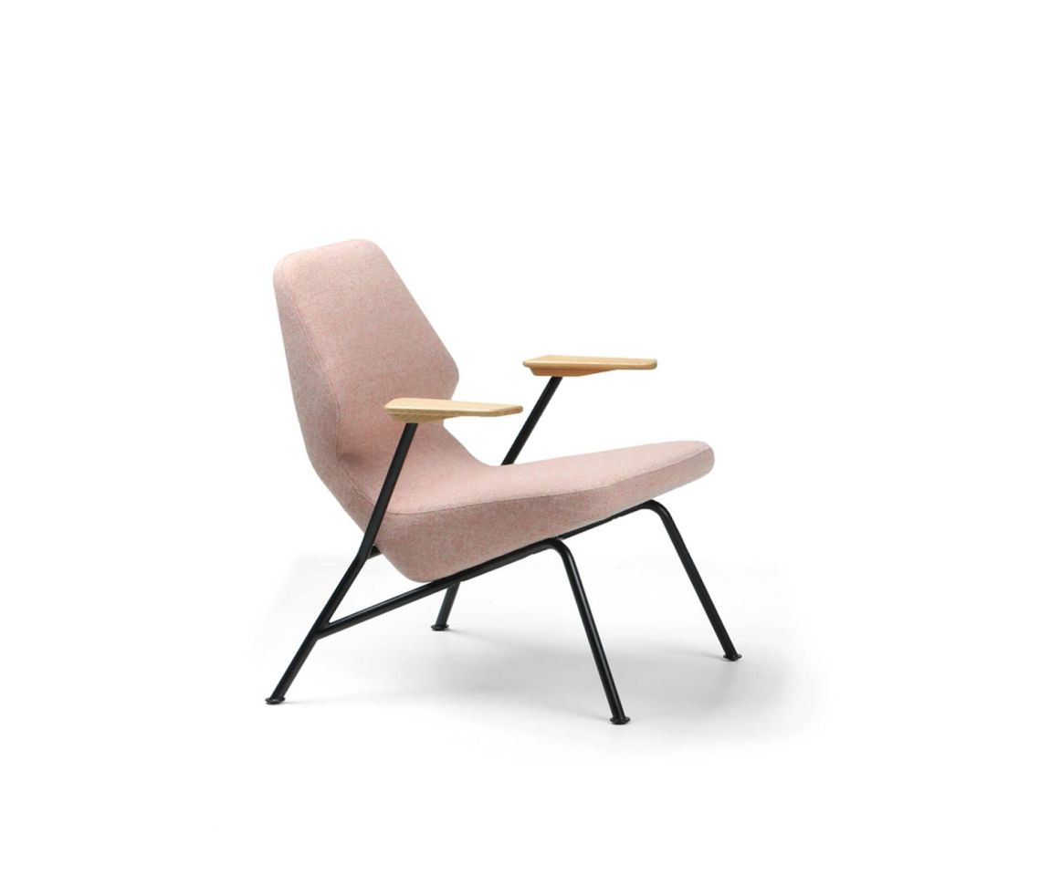 Prostoria Designer armchair Oblique with metal frame in pink cover