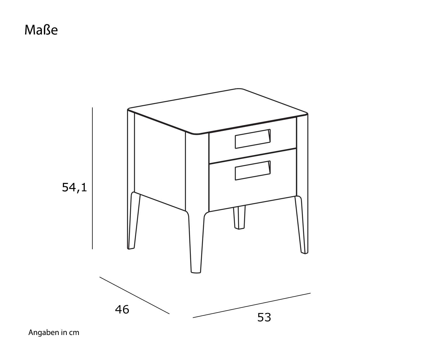 Novamobili Bedside table Giotto Sketch Dimensions Sizes