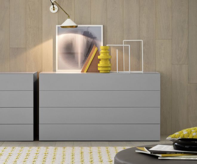 Novamobili Easy chest of drawers 4 drawers light grey matt