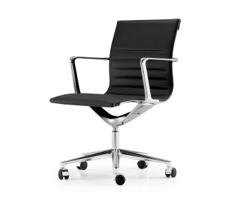 ICF Una Chair Management office chair leather aluminium chrome 