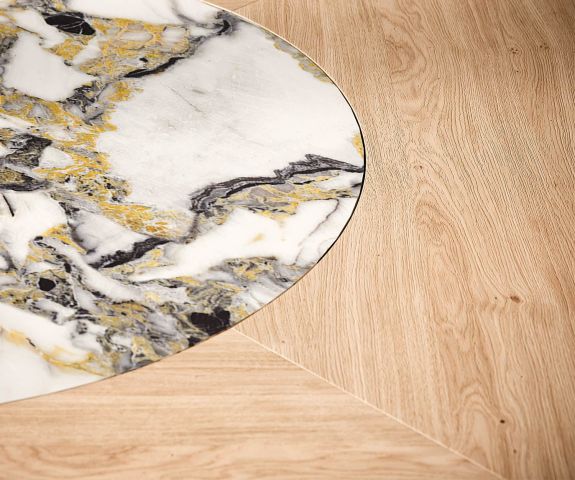 Design round dining table oak frame